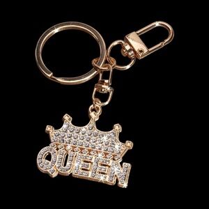 New Queen gold rhinestone keychain